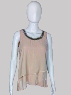 Design History Blush/Pink Beaded Embellished Neckline Sleeveless Top